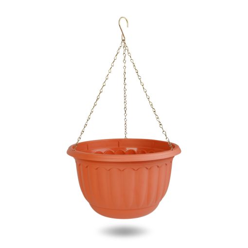 Műanyag függesztett cserép lánccal -  terrakotta - 30 x 18 cm