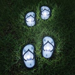   Leszúrható szolár lámpa - strandpapucs - hidegfehér - 12,7 x 8,5 cm