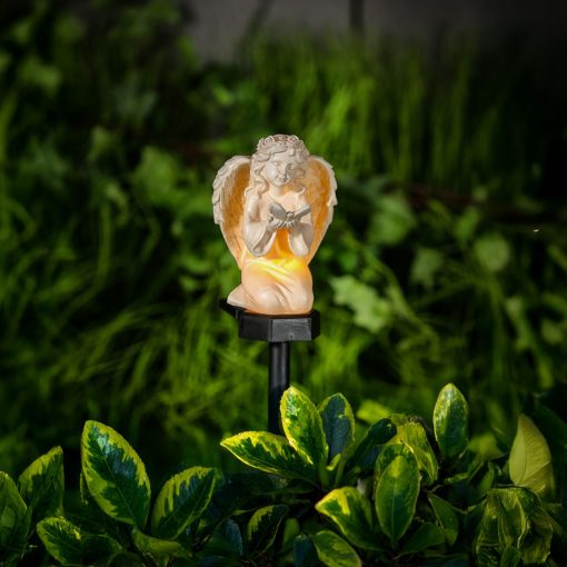 Szolár angyalka - pillangó - 1 melegfehér LED - műgyanta - 42 x 11 x 6,5 cm