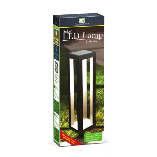 Leszúrható szolár lámpa - 1 melegfehér SMD LED - 10,5 x 10,5 x 46 cm