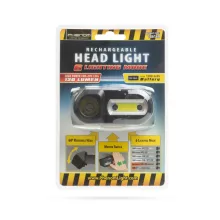 COB+XPE LED-es fejlámpa - fehér/piros LED - mozgásérzékelővel - akkumulátorral