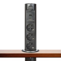   Motoros rejtett elosztó - "Touchcontrol" - 3-as + USB + Type-C - fekete