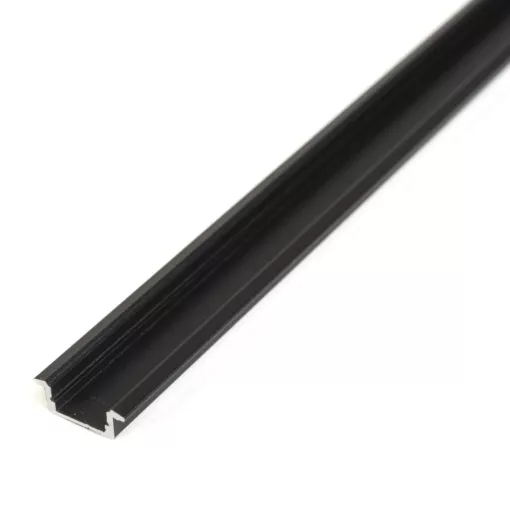 LED aluminium profil sín - 2000 x 23(17) x 8 mm - süllyeszthető U profil - fekete