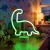   Neon LED lámpa - zöld dinoszaurusz - 3 x AA + USB - 25,9 x 8,5 x 24,3 cm