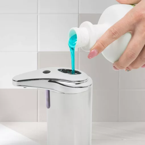 Automata szappanadagoló - 220 ml - álló - elemes - króm