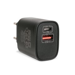   Hálózati Adapter USB + Type-C PD20W gyorstöltéssel - fekete