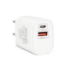   Hálózati Adapter USB + Type-C PD20W gyorstöltéssel - fehér