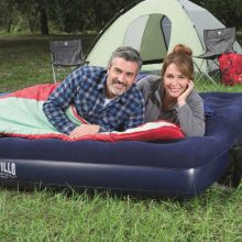 Felfújható matrac - kétszemélyes, velúr - kék - 203 x 183 x 22 cm