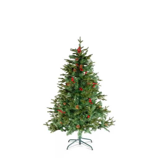 Műfenyő - 150 cm - PE / PVC - piros bogyóval
