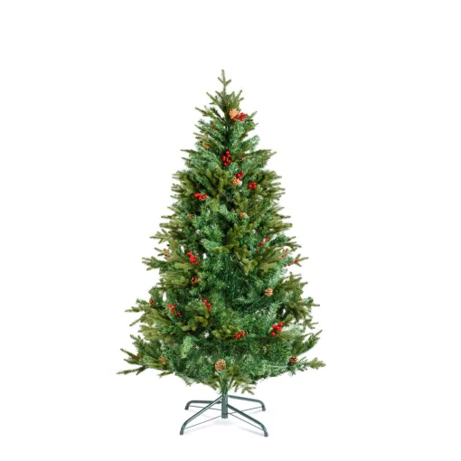 Műfenyő - 180 cm - PE / PVC - piros bogyóval