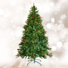 Műfenyő - 210 cm - PE / PVC - piros bogyóval