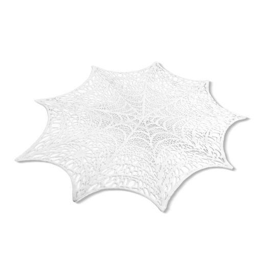 Halloween-i dekoráció - pókháló alátét - ezüst - Ø37 cm - műanyag