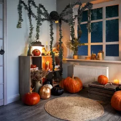 Halloween-i dekoráció - fekete pók - papír - 75 x 13 cm