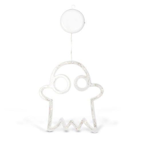 Halloween-i világító dekoráció - szellem - tapadókorongos - 12 LED - 20 x 18,5 cm - 3 x AAA