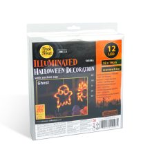 Halloween-i világító dekoráció - szellem - tapadókorongos - 12 LED - 20 x 18,5 cm - 3 x AAA