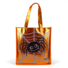 Halloween-i ajándéktáska - pók - 30 x 33 cm - narancssárga