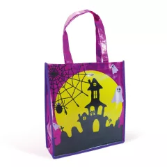 Halloween-i ajándéktáska - kastély - 30 x 33 cm - lila