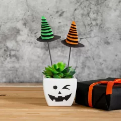   Halloween-i dekoráció szett - boszorkánykalap - leszúrható - 20 x 7 cm - 3 db / csomag
