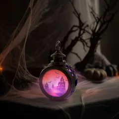   Halloween-i világító dekoráció - kastély - felakasztható - LED - 8,5 x 13,5 cm