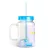   Szívószálas pohár - kék - 4 db hűthető jégkockával, 550ml,  17 x 7.5 x 13.5 cm