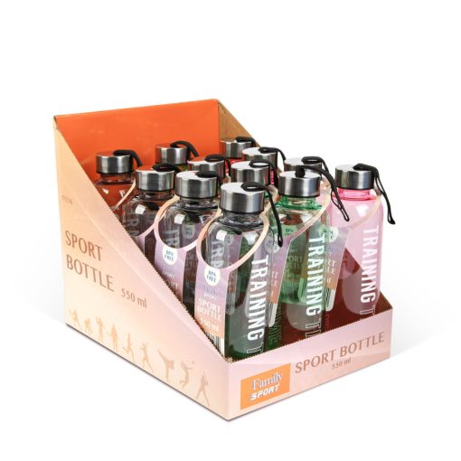 Sport kulacs - műanyag, átlátszó - 550 ml - 3 színben