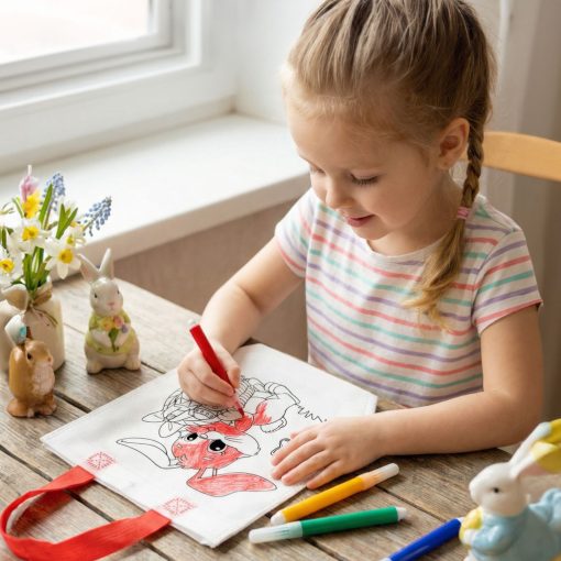 Színezhető ajándéktáska - 4 filccel - 24 x 22 cm - 4 féle