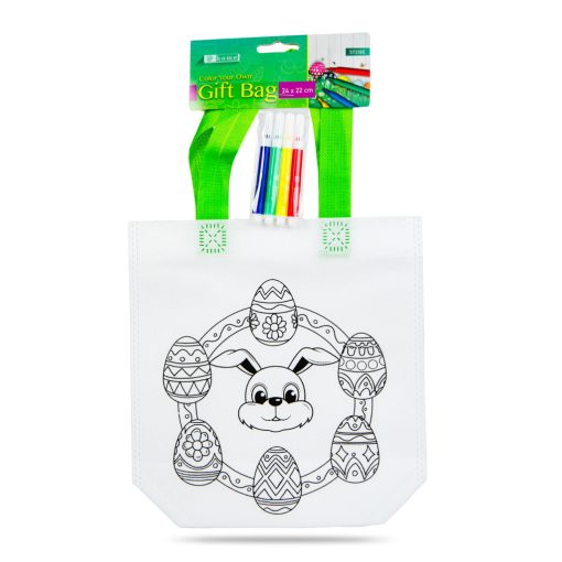 Színezhető ajándéktáska - 4 filccel - 24 x 22 cm - 4 féle