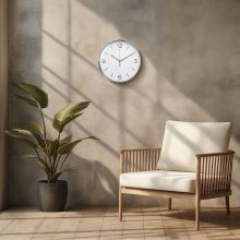 Falióra - 25 cm - műanyag, üveg - 1 x AA - fehér