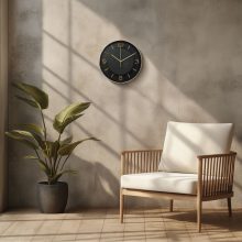 Falióra - 25 cm - műanyag, üveg - 1 x AA - fekete