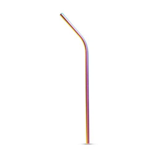 Rozsdamentes acél szívószál szett - titán szivárványos - 215 x 6 mm - 5 részes