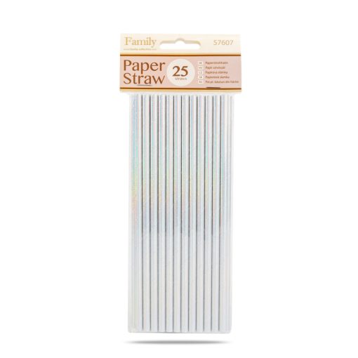 Papír szívószál - irizáló - 197 x 6 mm - 25 db / csomag