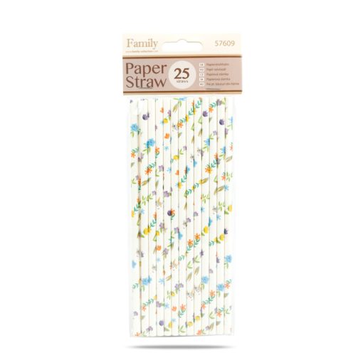 Papír szívószál - virág - 197 x 6 mm - 25 db / csomag