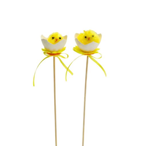 Húsvéti dekoráció - leszúrható tojás csibével - 27 x Ø4,5 cm - 2 db / csomag