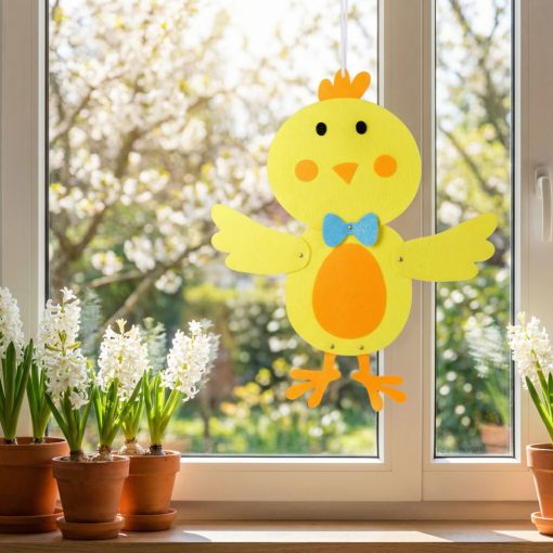 Húsvéti függő dekoráció - csibe, filc 