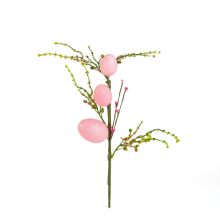 Húsvéti tojásfa ág - csillámos - rózsaszín - 40 x 16 cm