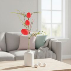 Húsvéti tojásfa ág - csillámos - piros - 40 x 16 cm