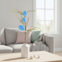 Húsvéti tojásfa ág - csillámos - kék - 40 x 16 cm