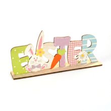 Húsvéti fekvő asztaldekoráció fából - nyuszis 