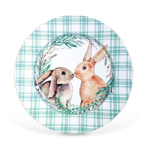 Húsvéti tálca - fém - nyuszis - 33 cm