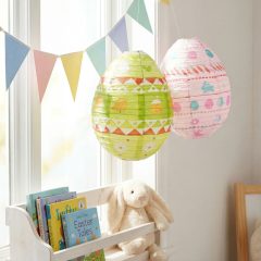   Húsvéti dekoráció - papír lampion - tojás - zöld, rózsaszín - Ø30 cm