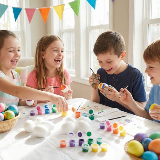 Húsvéti dekoráció - húsvéti habtojás festő szett - 6 cm - 6 db tojás