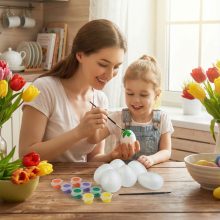 Húsvéti dekoráció - húsvéti habtojás festő szett - 6 cm - 6 db tojás