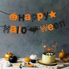   Halloween-i papír girland - "Happy Halloween" felirat - 3,5 m
