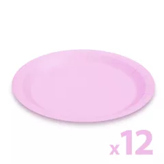 Papírtányér szett - rózsaszín - 23 cm - 12 db / csomag
