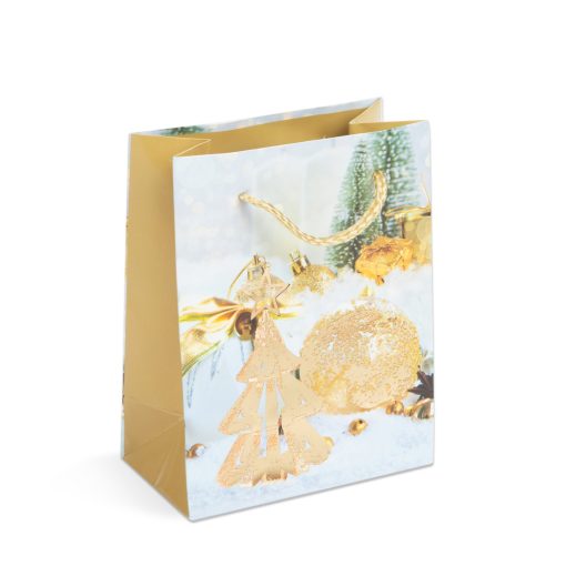 Karácsonyi ajándéktasak - papír - 114 x 64 x 146 mm - 4 féle / csomag - 12 db / csomag