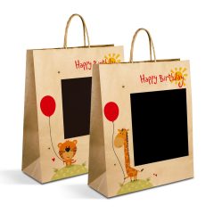   Ajándéktasak - papír, "Kraft" - 265 x 127 x 330 mm - 2 féle / csomag - 12 db / csomag