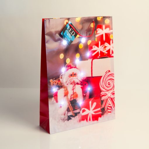 Ajándéktasak - 10 hidegfehér LED, papír - 330 x 102 x 457 mm - 4 féle / csomag