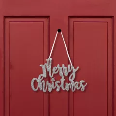   Karácsonyi dekoráció - "Merry Christmas" felirat - 20 x 12 cm - ezüst