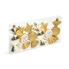 Karácsonyfadísz szett - arany cukor - 10 x 3,6 cm - 6 db / szett