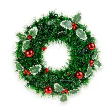 Karácsonyi koszorú - magyallal és díszgömbökkel – 40 cm